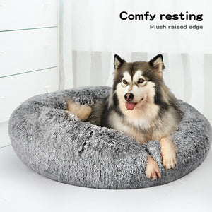 PaWz Dog Cat Fluffy Donut Calming Nest Bed with Removable Machine Washable Cover (Charcoal) at Pet Servo
