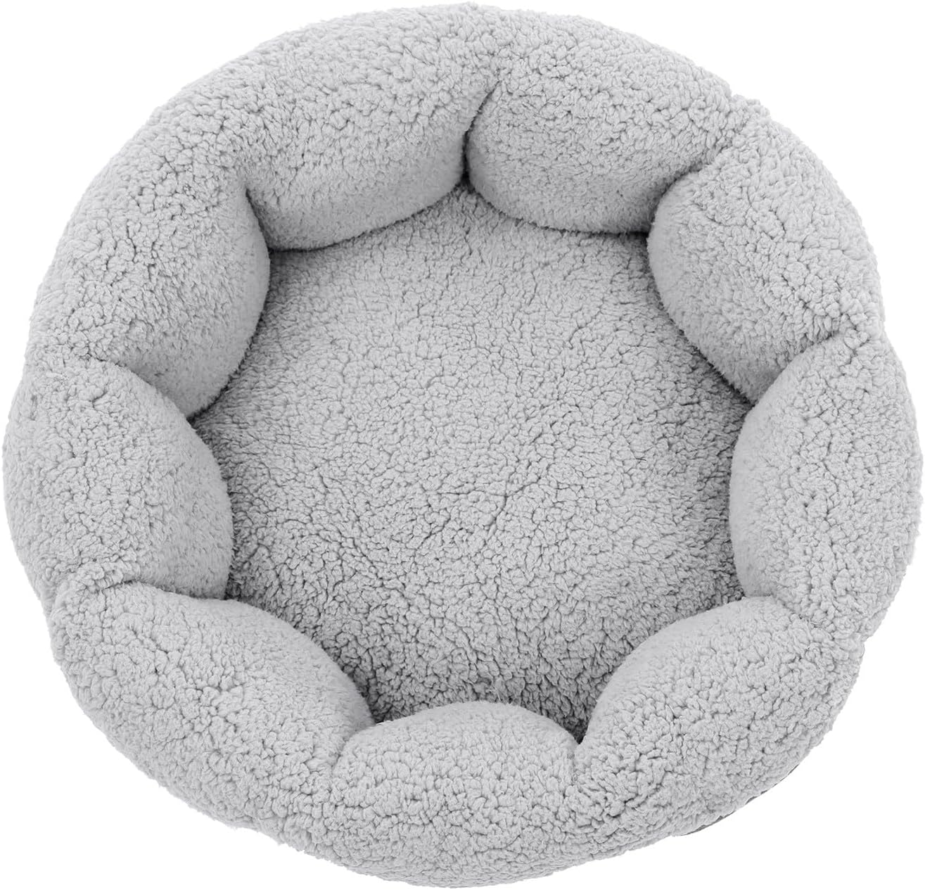 Paws & Claws - Primo Plush Snuggler Round Shape Pet Bed, Lite Grey/Charcoal, 50 x 50 x 20 cm