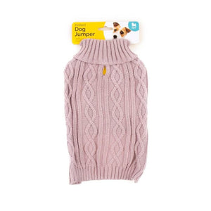 Dats - Cable Knit Dog Jumper 35cm Medium Pink 1 - Pet Servo