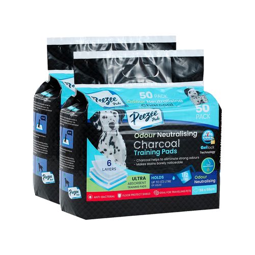 100pc Paws & Claws Peezee Pads Training Pads Charcoal Odour Control - petservo