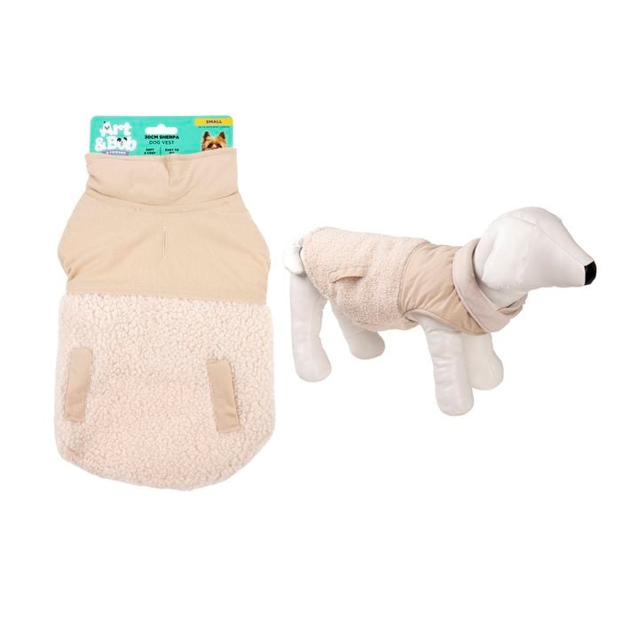 Art & Bob - Beige Small Sherpa Dog Vest 30cm