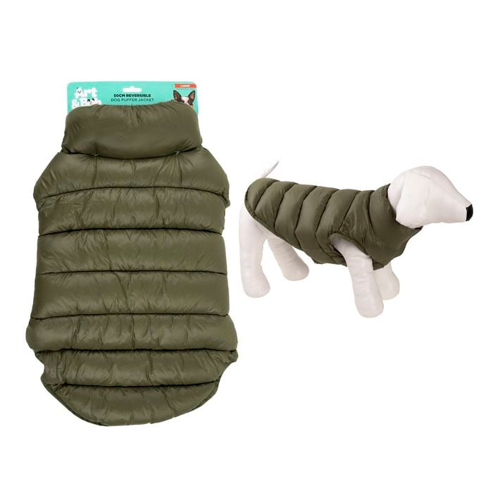 Art & Bob - Reversible Puffer Dog Jacket 50cm Green Large