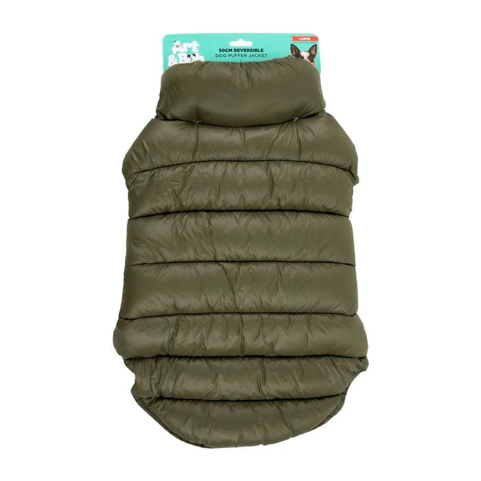 Art & Bob - Reversible Puffer Dog Jacket 50cm Green Large