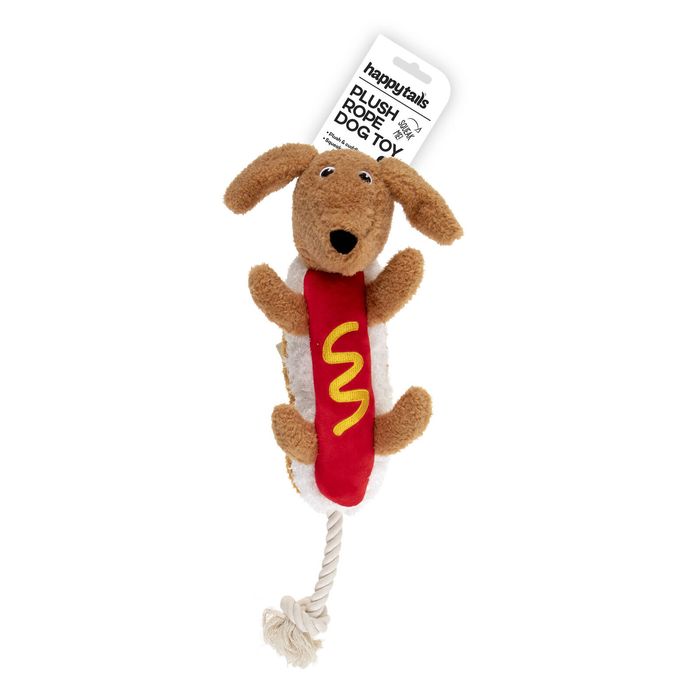 Happy Tails - Hot Dog Plush Rope Dog Toy