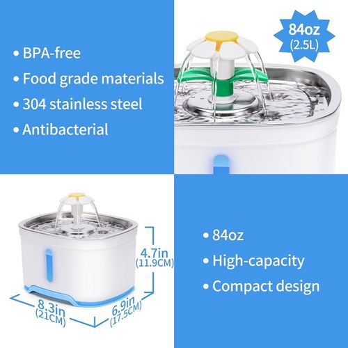 YES4PETS 2.5L Automatic Electric Pet Water Fountain Bowl - PetServo