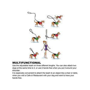 Curli - 200 x 2cm Large Red Dog Nylon Adjustable Leash - petservo