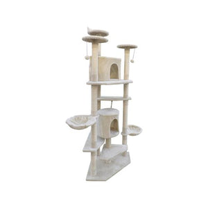 YES4PETS 200 cm Cat Scratching Tree Tower Furniture Beige - PetServo