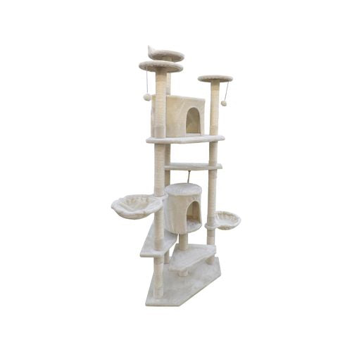 YES4PETS 200 cm Cat Scratching Tree Tower Furniture Beige - PetServo
