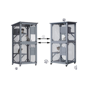 Yes4pets - Wooden Cat Shelter Condo with Escape Door - Pet Servo