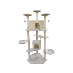 YES4PETS 200 cm Cat Scratching Tree Tower Furniture Beige - PetServo