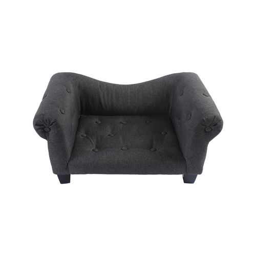 Charlie's Luxe Button Pet Sofa - Charcoal at petservo