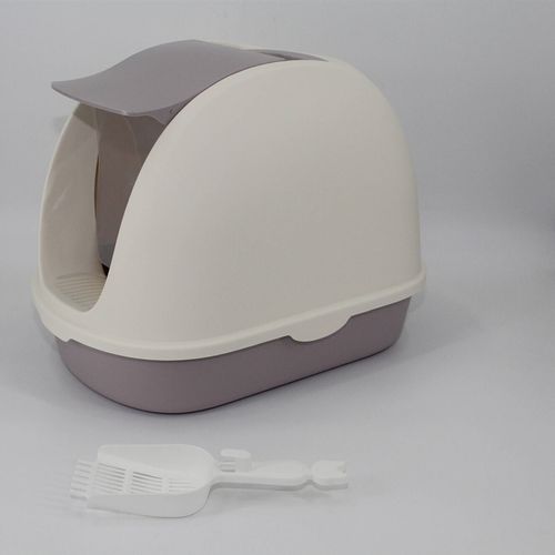 Buy YES4PETS - Portable Hooded Cat Toilet Litter Box Tray House with Scoop and Grid Tray White - petservo