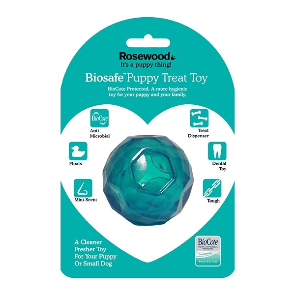 Rosewood - BioSafe Puppy Treat Ball - Blue - Petservo