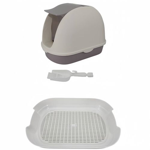 YES4PETS - Portable Hooded Cat Toilet Litter Box Tray House with Scoop and Grid Tray White - petservo