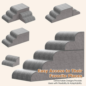 Gray pet steps with text on a white background at Pet Servo