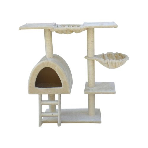 YES4PETS 100cm Beige Cat Scratching Post Tree Scratcher House_Petservo