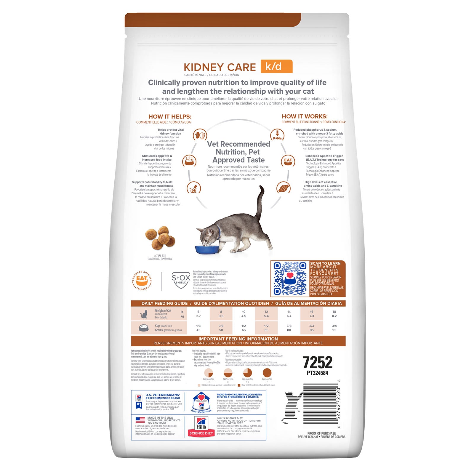 K/d kidney care cat food package on a white background