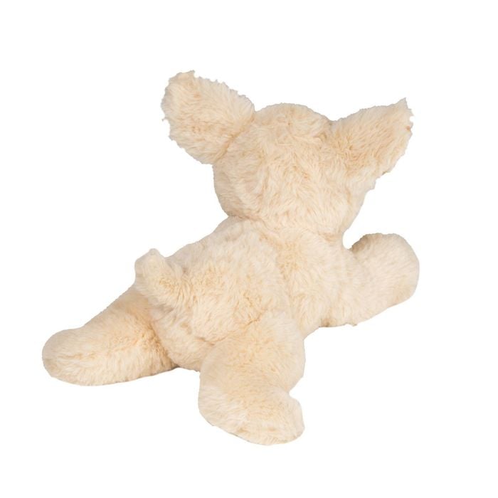 Beige stuffed animal toy on a white background