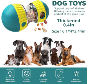 Dog toy with treats, surrounded by dogs and text about its benefits at Pet Servo