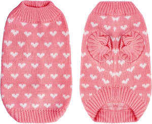 DXHYCC - Pink Heart Dog Sweater – Cozy Knit Holiday - Petservo