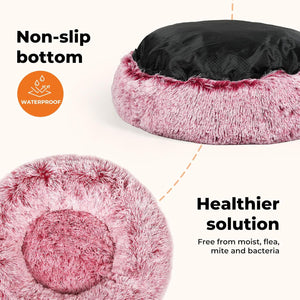 PaWz - Dog Cat Soft Warm Washable Kennel Round Calming Donut Bed (Pink) at Pet Servo