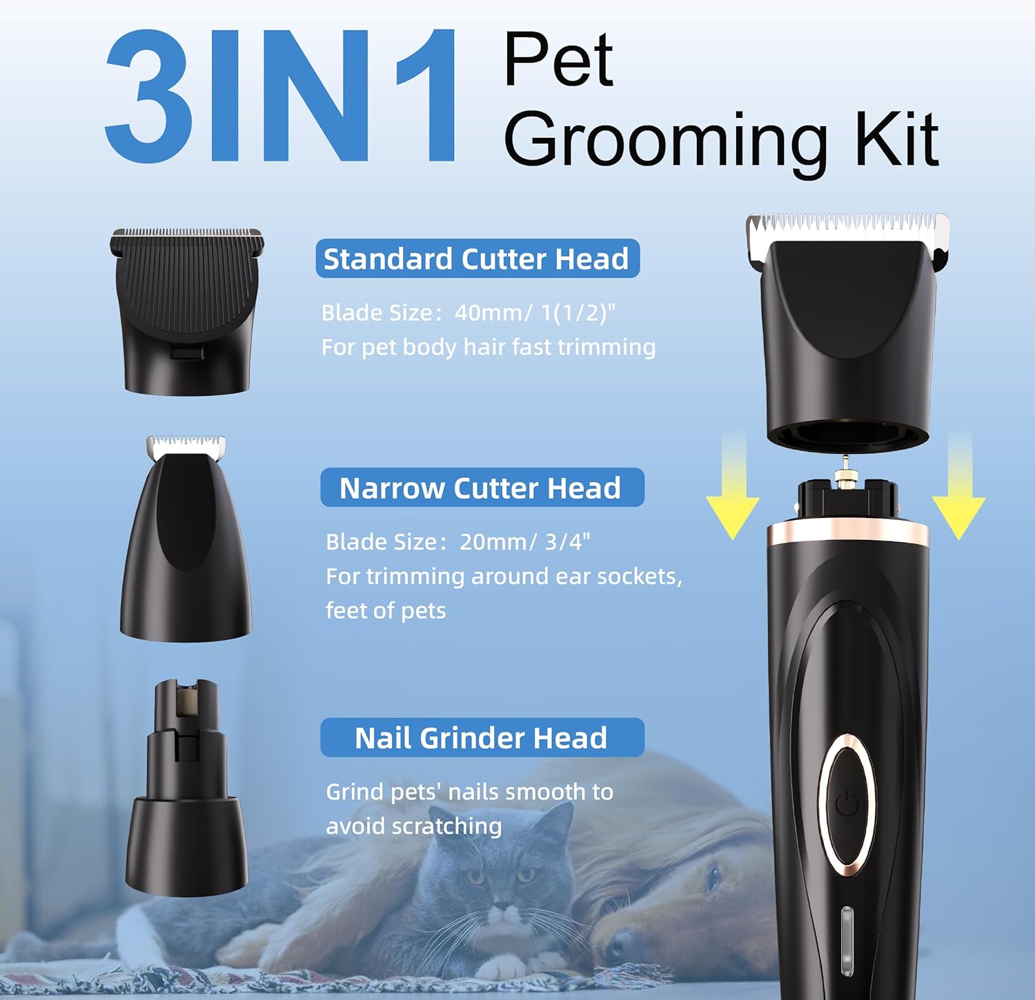 Buy JENCENBIO 3-in-1 Rechargeable Pet Grooming Kit at Pet Servo