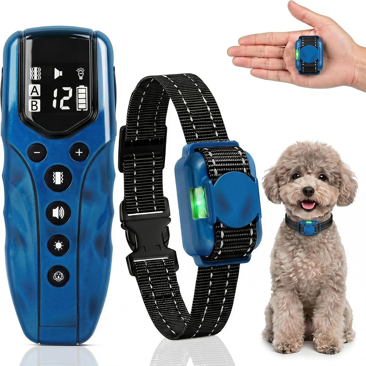 LOSULF - Small Dog Training Collar No Shock, Lightest Dog Bark Collar with Remote, Vibration Collar