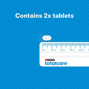 Purina Totalcare tablet with a ruler on a blue background at Pet Servo