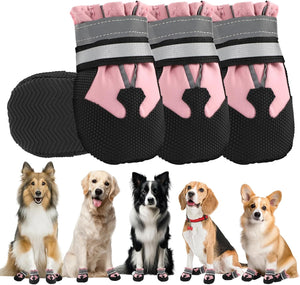 HAPURS - Pink Waterproof Dog Boots – Reflective & Non-Slip - Petservo