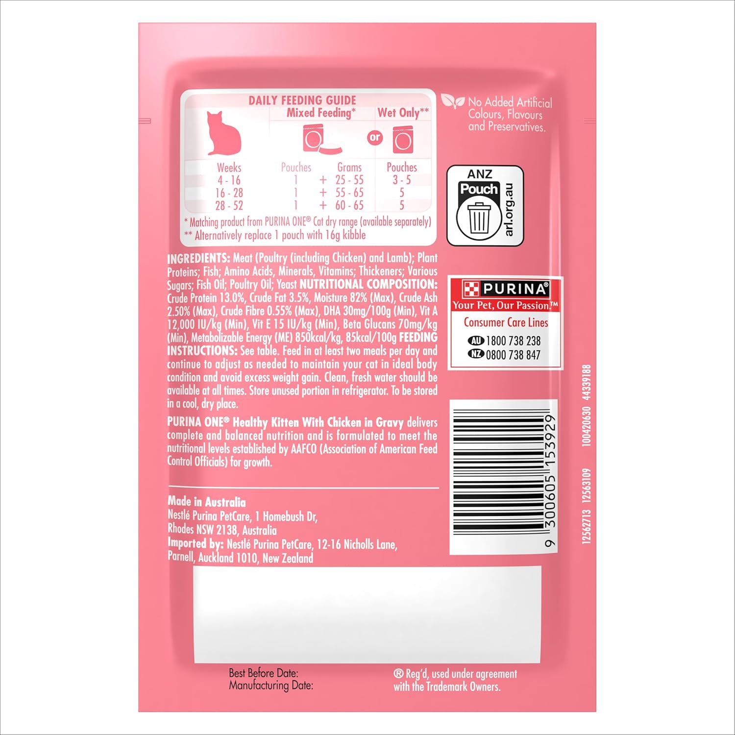 PURINA ONE - Kitten Wet Cat Food Succulent Chicken in Gravy Pouch 12x70g - Petservo