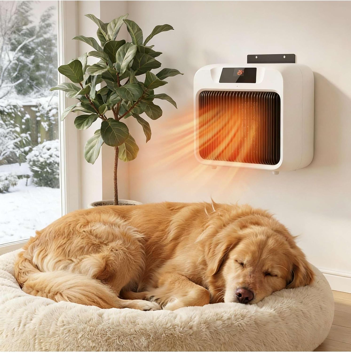 Oppsbuy - Pet Heater with Auto Thermostat, 300W and 600W Dual Heat Modes