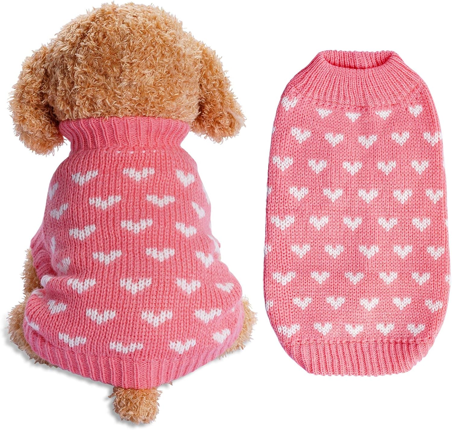 DXHYCC - Pink Heart Dog Sweater – Cozy Knit Holiday - Petservo