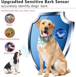 Dog collar with an upgraded sensitive bark sensor on a white background at Pet Servo
