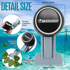 Vastocean magnetic device with measurements and features on a blue ocean background at Pet Servo