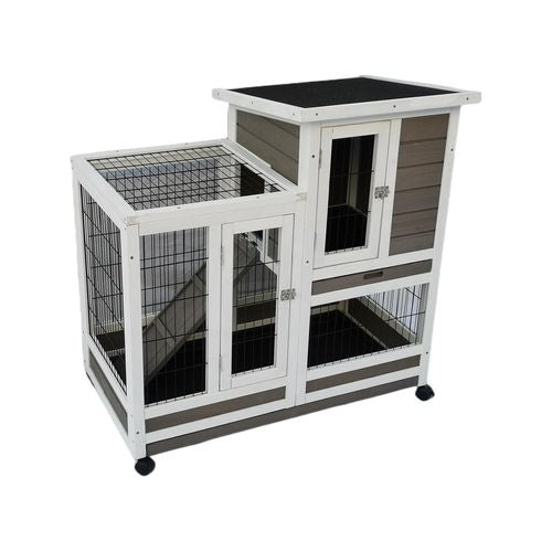 YES4PETS - Rabbit Hutch Cat House Cage Guinea Pig Ferret Cage With Wheels