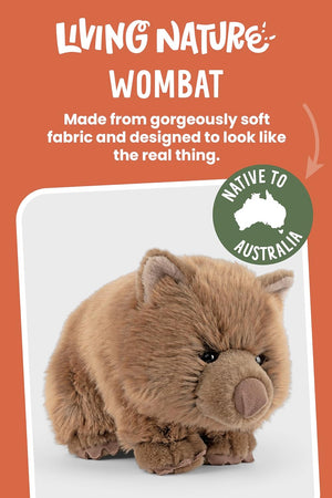 Living Nature - Wombat Stuffed Animal - Plush Soft Toy - Petservo