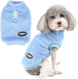Dark Blue Fleece Dog Sweater – Cozy Winter w/D-Ring - Petservo
