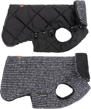Fitwarm - Winter Clothes for Small Dogs in Black & Grey - Pet Servo