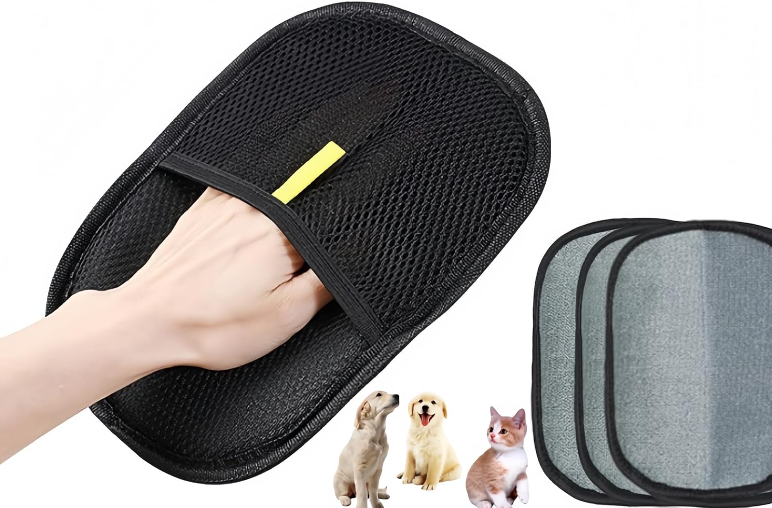 Black massage slide with a hand inside, showing its use on a white background at Pet Servo