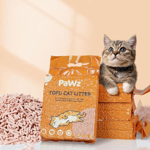 PaWz - Tofu Cat Litter Clumping, Ultra Absorbent & Fast Drying Long Lasting Odor Control (Peach) at Pet Servo