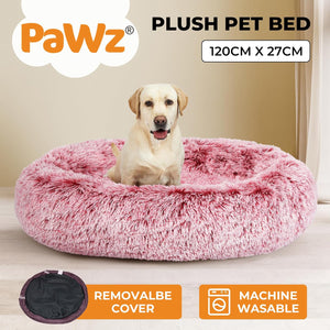 PaWz - Dog Cat Soft Warm Washable Kennel Round Calming Donut Bed (Pink) at Pet Servo