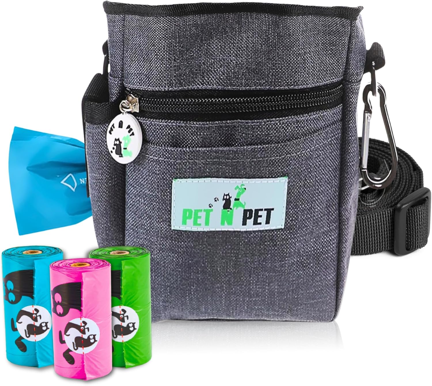 PET N PET - Dog Treat Training Pouch with Poop Bag Dispenser (3 Rolls Included)