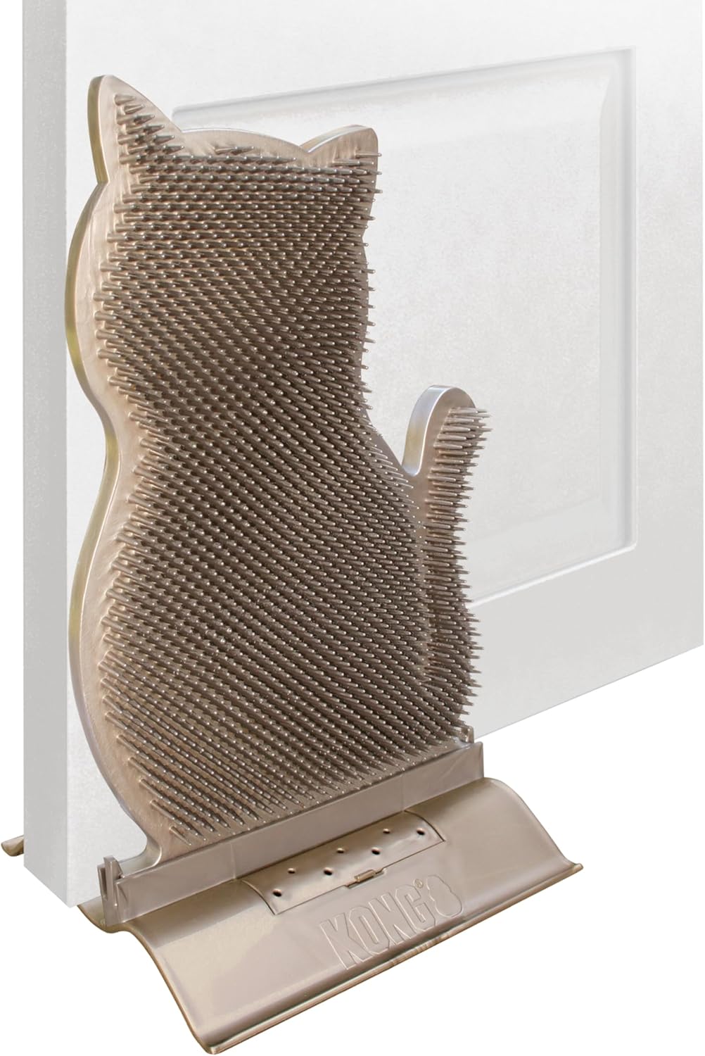 Cat-shaped grooming brush with bristles on a white background at Pet Servo