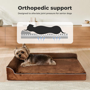 PaWz L-Shape Neck Support Velvet Orthopedic Dog Bed Sofa for Medium Dogs (Coffee) at Pet Servo
