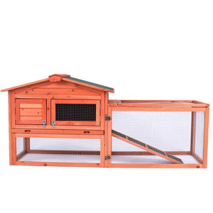 YES4PETS - Wooden Rabbit Hutch with Metal Run Cage - Petservo