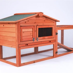 YES4PETS - Wooden Rabbit Hutch with Metal Run Cage - Petservo