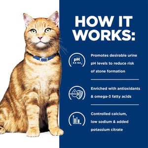 Cat on a white background with blue text box explaining product features