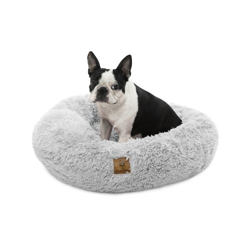 Charlie's - Shaggy Faux Fur Donut Calming Pet Nest Bed - Grey