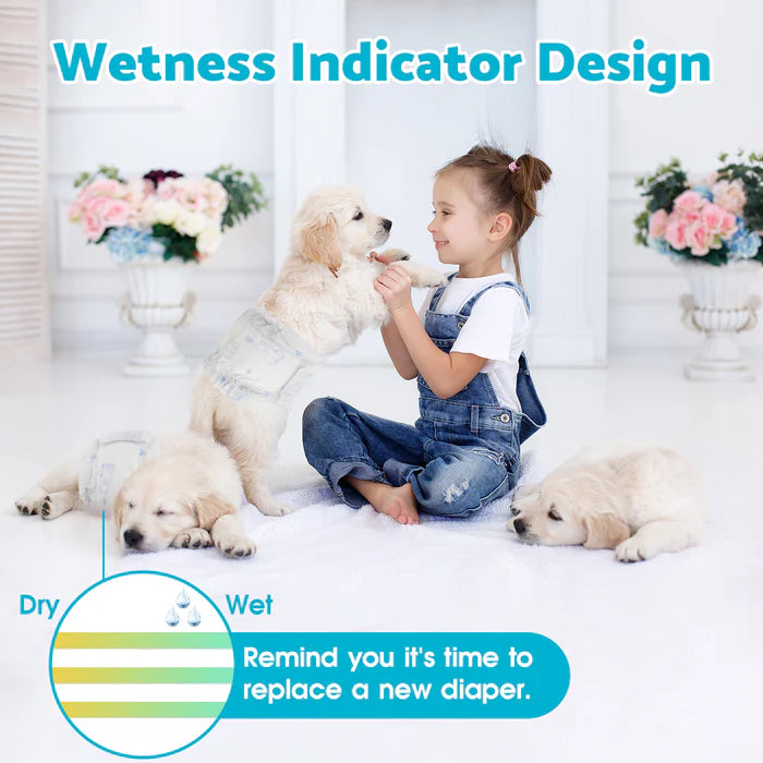 Advwin - Disposable Male Dog Wraps Size Medium 10 Count