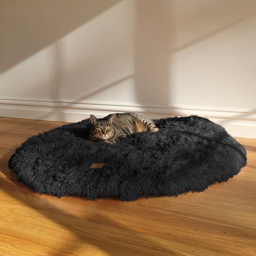 Charlie's - Shaggy Faux Fur Round Padded Lounge Mat - Charcoal